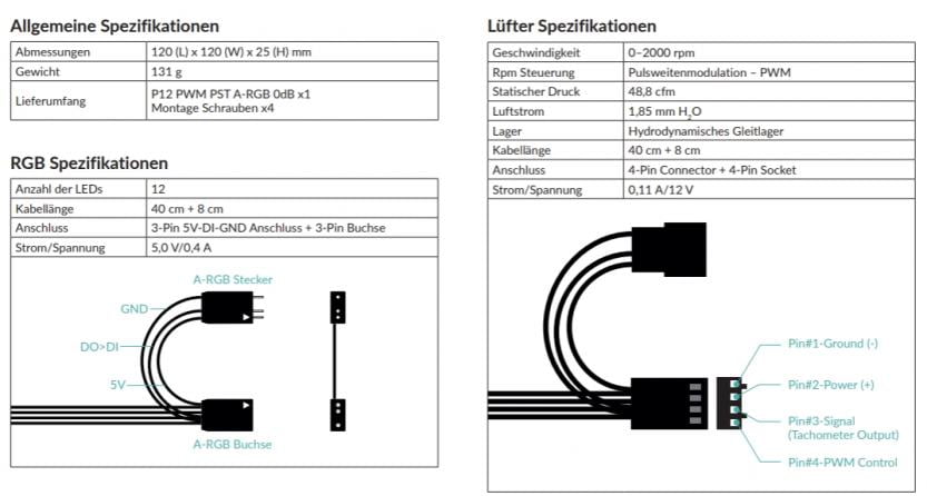 arctic p12 pwm pst argb 0db specs