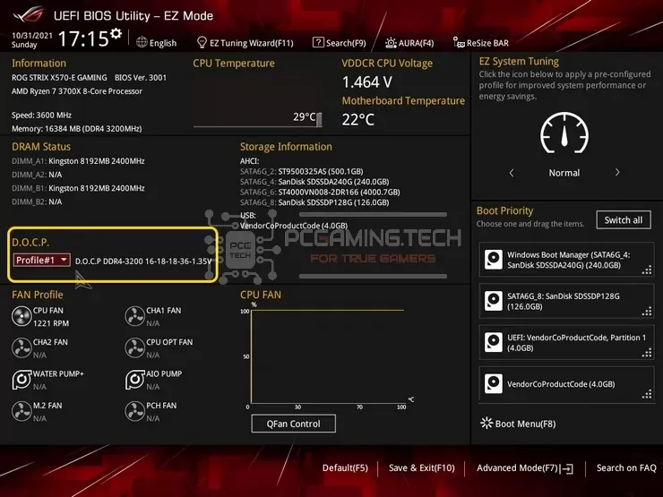 attivare xmp bios asus ez mode