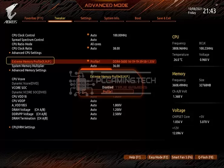 attivare xmp bios gigabyte advanced mode