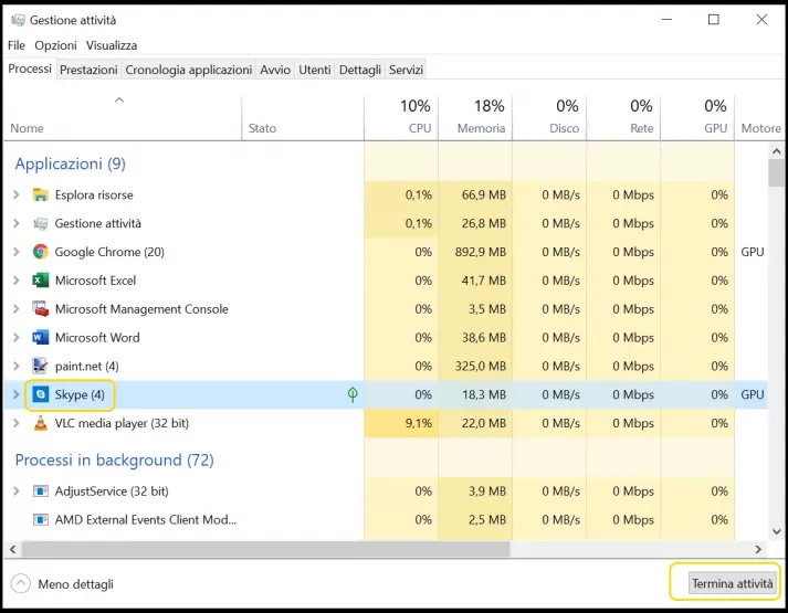 gestione attivita task manager esteso