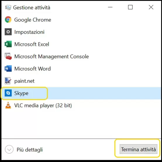 gestione attività task manager mini