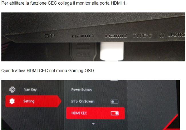 Modalità MSI CEC su monitor MSI come abilitarla