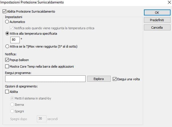 protezione surriscaldamento coretemp