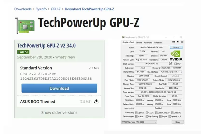 techpowerup gpu z pagina download e anteprima software