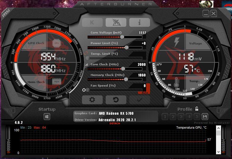 XFX RX 5700 DD ULTRA msi afterburner overclock