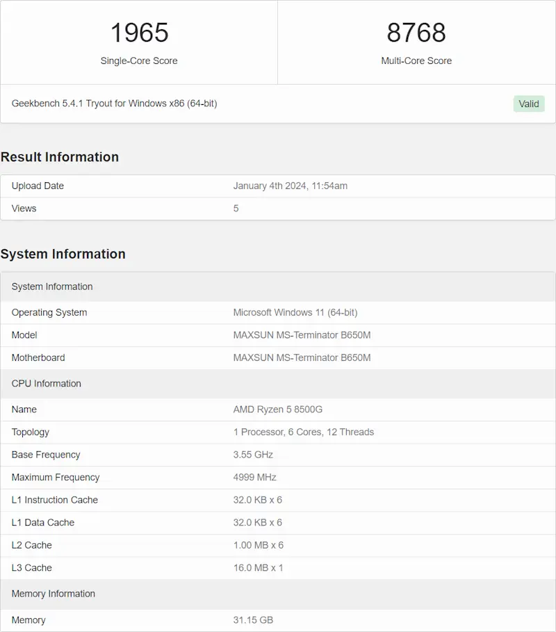 AMD-Ryzen-5-8500G-benchmark-leak-geekbench