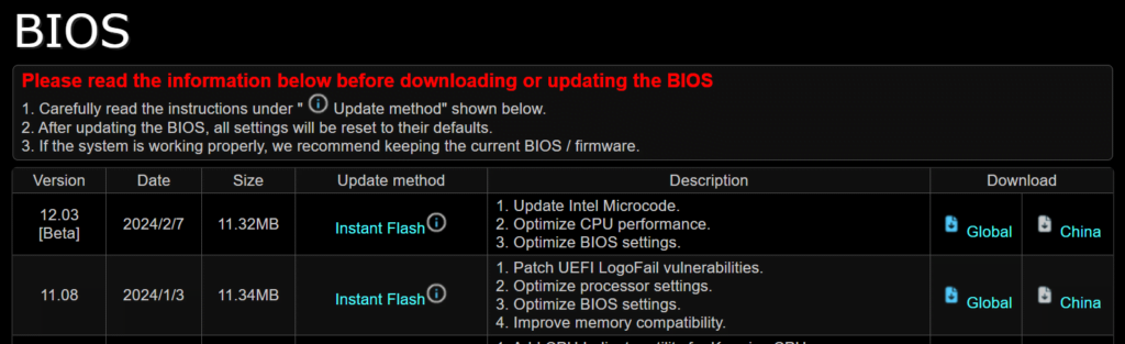 new bios asrock z70 z690 b760 b660