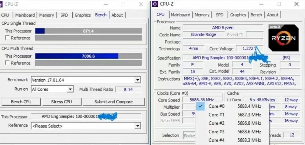 oveclock amd ryzen 6 9600x 5.7 ghz aida benchmark