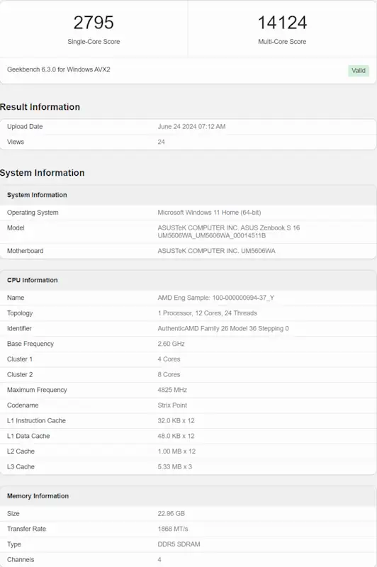 geekbench tyzen ai 9 xh 370