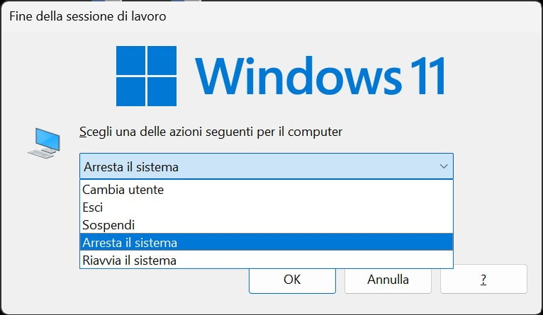 spegnere il pc senza mouse alt f4