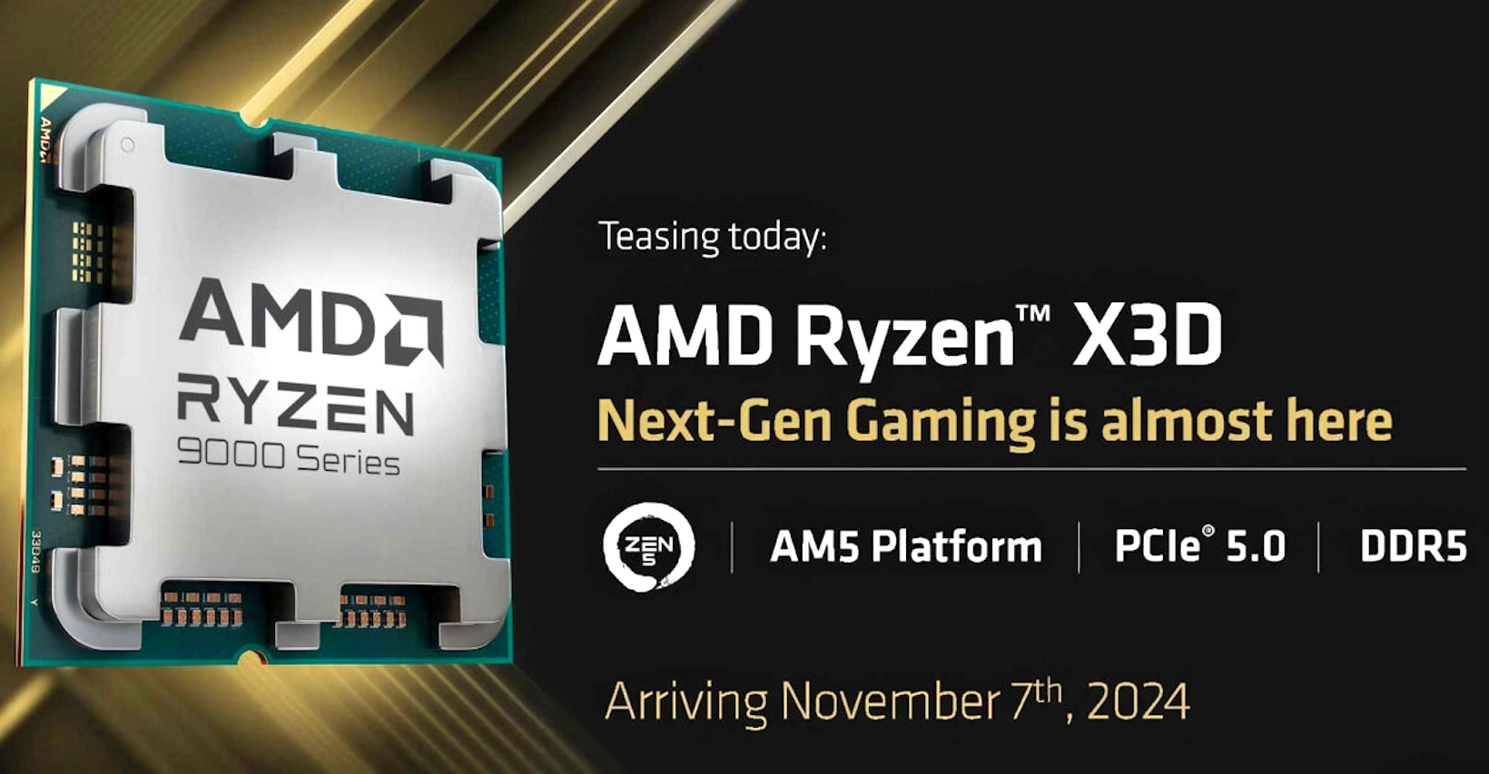 AMD Ryzen 7 9800X3D verrà lanciato sul mercato il 7 novembre